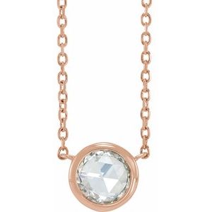 14K Rose 1/2 CT Rose-Cut Natural Diamond Bezel-Set 18" Necklace - BN & CO JEWELRY