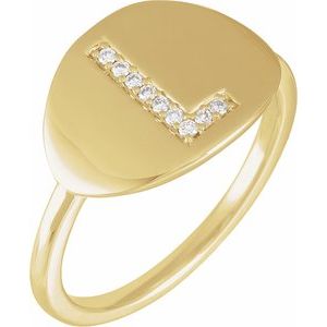 14K Yellow .05 CTW Natural Diamond Initial L Ring - BN & CO JEWELRY