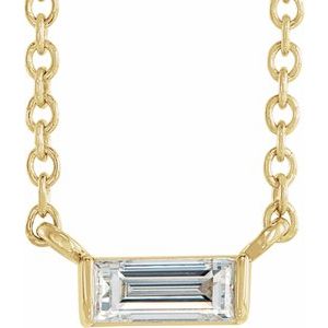 14K Yellow 1/8 CT Natural Diamond Solitaire 16-18" Necklace - BN & CO JEWELRY