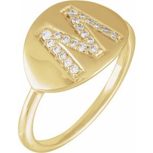 14K Yellow 1/8 CTW Natural Diamond Initial M Ring - BN & CO JEWELRY
