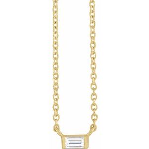 14K Yellow 1/10 CT Natural Diamond Solitaire 16-18" Necklace - BN & CO JEWELRY