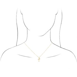 14K Yellow .06 CT Diamond Dangle & Beaded Cross 20" Necklace - BN & CO JEWELRY