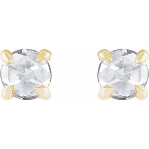 14K Yellow 1/3 CTW Rose-Cut Natural Diamond 4-Prong Claw Earrings - BN & CO JEWELRY