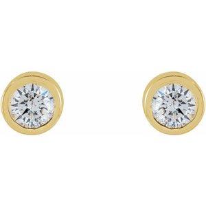 14K Yellow .04 CTW Natural Diamond Micro Bezel-Set Earrings - BN & CO JEWELRY