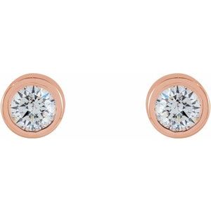 14K Rose .04 CTW Natural Diamond Micro Bezel-Set Earrings - BN & CO JEWELRY