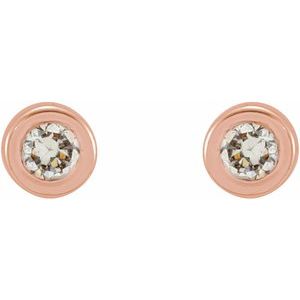 14K Rose .02 CTW Natural Diamond Micro Bezel-Set Earrings - BN & CO JEWELRY