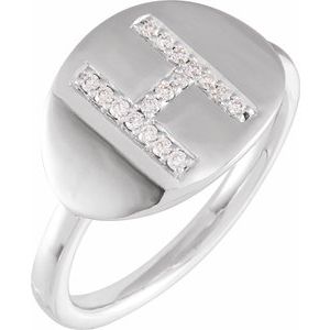 14K White 1/10 CTW Natural Diamond Initial H Ring - BN & CO JEWELRY
