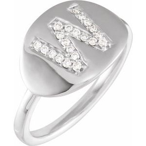 14K White 1/6 CTW Natural Diamond Initial W Ring - BN & CO JEWELRY