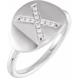 14K White .08 CTW Natural Diamond Initial X Ring - BN & CO JEWELRY