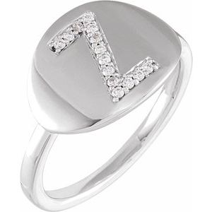 14K White 1/10 CTW Natural Diamond Initial Z Ring - BN & CO JEWELRY