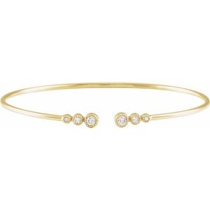 14K Yellow 1/4 CTW Natural Diamond Cuff 7" Bracelet - BN & CO JEWELRY