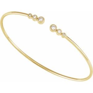 14K Yellow 1/4 CTW Natural Diamond Cuff 7" Bracelet - BN & CO JEWELRY