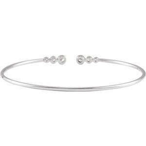 14K White 1/4 CTW Natural Diamond Cuff 7" Bracelet - BN & CO JEWELRY