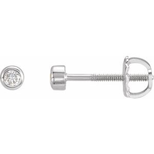 14K White .03 CTW Natural Diamond Micro Bezel-Set Earrings - BN & CO JEWELRY