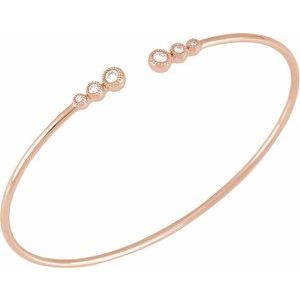 14K Rose 1/4 CTW Natural Diamond Cuff 7" Bracelet - BN & CO JEWELRY