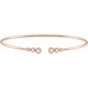 14K Rose 1/4 CTW Natural Diamond Cuff 7" Bracelet - BN & CO JEWELRY
