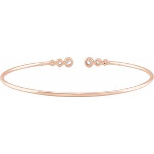 14K Rose 1/4 CTW Natural Diamond Cuff 7" Bracelet - BN & CO JEWELRY
