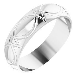 14K White 6 mm Patterned Band Size 11 - BN & CO JEWELRY