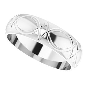 14K White 6 mm Patterned Band Size 11 - BN & CO JEWELRY