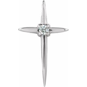 14K White .03 CT Natural Diamond Cross Pendant - BN & CO JEWELRY