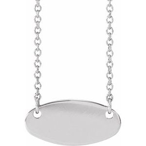 Sterling Silver 14x7 mm Engravable Oval 18" Necklace - BN & CO JEWELRY
