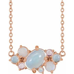 14K Rose Natural Multi-Gemstone Scattered 16-18" Necklace - BN & CO JEWELRY