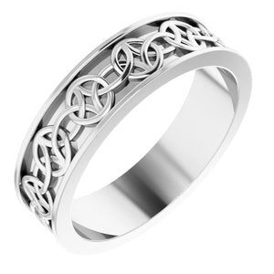 14K White 5 mm Celtic-Inspired Band Size 11 - BN & CO JEWELRY