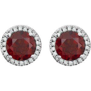 14K White Natural Mozambique Garnet & 1/8 CTW Natural Diamond Earrings - BN & CO JEWELRY