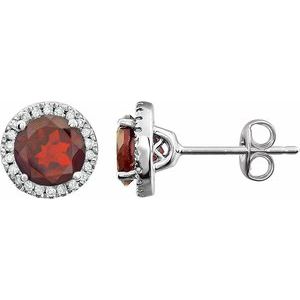 14K White Natural Mozambique Garnet & 1/8 CTW Natural Diamond Earrings - BN & CO JEWELRY