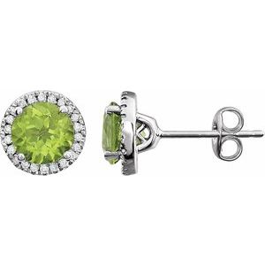 14K White Natural Peridot & 1/8 CTW Natural Diamond Earrings - BN & CO JEWELRY
