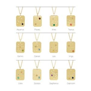 14K Yellow Natural Amethyst & .0075 CTW Natural Diamond Sagittarius Zodiac Constellation 16-18" Necklace - BN & CO JEWELRY