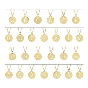 14K Rose Initial L 10 mm Disc Pendant - BN & CO JEWELRY