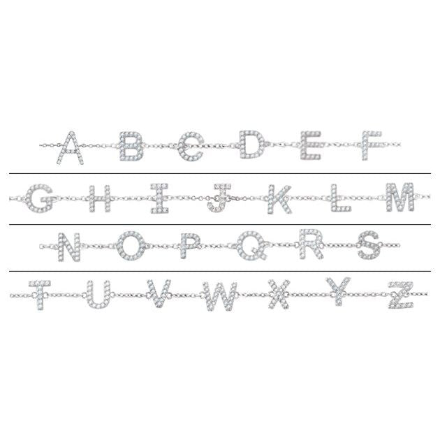 14K Yellow .07 CTW Natural Diamond Initial W 6-7" Bracelet - BN & CO JEWELRY