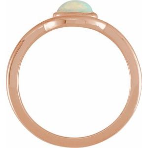 14K Rose Natural White Ethiopian Opal Bezel-Set Cabochon Ring - BN & CO JEWELRY