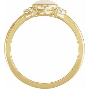 14K Yellow Natural Opal & 1/10 CTW Natural Diamond Halo-Style Ring - BN & CO JEWELRY