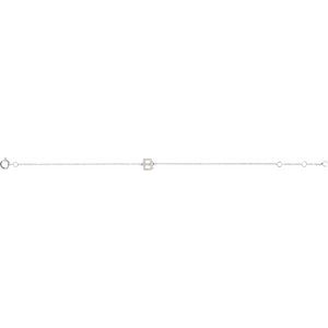 14K White .07 CTW Natural Diamond Initial B 6-7" Bracelet - BN & CO JEWELRY