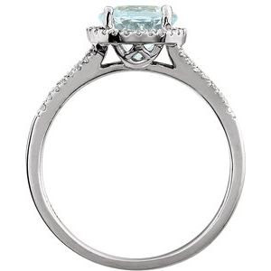 14K White Natural Aquamarine & 1/5 CTW Natural Diamond Ring - BN & CO JEWELRY