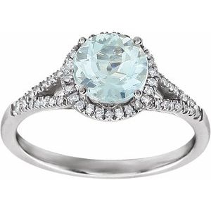 14K White Natural Aquamarine & 1/5 CTW Natural Diamond Ring - BN & CO JEWELRY
