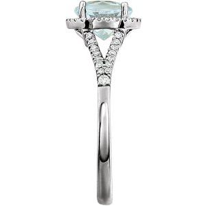 14K White Natural Aquamarine & 1/5 CTW Natural Diamond Ring - BN & CO JEWELRY