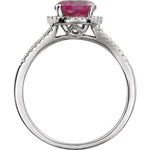 14K White Lab-Grown Ruby & 1/6 CTW Natural Diamond Ring - BN & CO JEWELRY