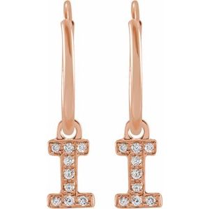 14K Rose .03 CTW Natural Diamond Single Initial I Hoop Earring - BN & CO JEWELRY