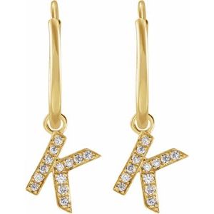 14K Yellow .03 CTW Natural Diamond Single Initial K Hoop Earring - BN & CO JEWELRY