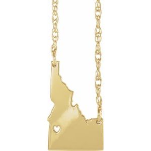 14K Yellow Gold-Plated Sterling Silver Idaho State with Heart-Pierced City Necklace - BN & CO JEWELRY