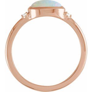 14K Rose Natural White Ethiopian Opal & .03 CTW Natural Diamond Ring - BN & CO JEWELRY