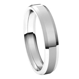 14K White 4 mm Beveled-Edge Comfort-Fit Band Size 7.5 - BN & CO JEWELRY