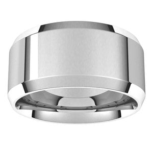 14K White 10 mm Beveled-Edge Comfort-Fit Band Size 10 - BN & CO JEWELRY