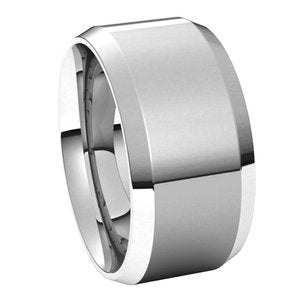 14K White 10 mm Beveled-Edge Comfort-Fit Band Size 11 - BN & CO JEWELRY
