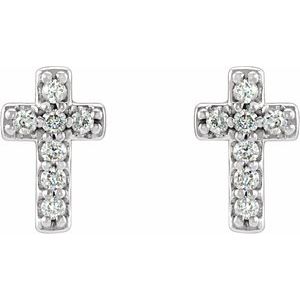 Sterling Silver .06 CTW Natural Diamond Cross Earrings - BN & CO JEWELRY