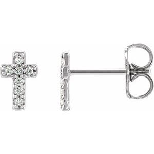 14K White .03 CTW Natural Diamond Cross Single Earring - BN & CO JEWELRY