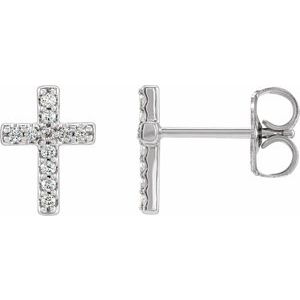 Platinum 1/10 CTW Natural Diamond Cross Earrings - BN & CO JEWELRY